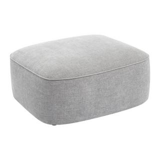 Vente-unique Canapé d'angle droit et pouf en tissu texturé gris POMIANGO  