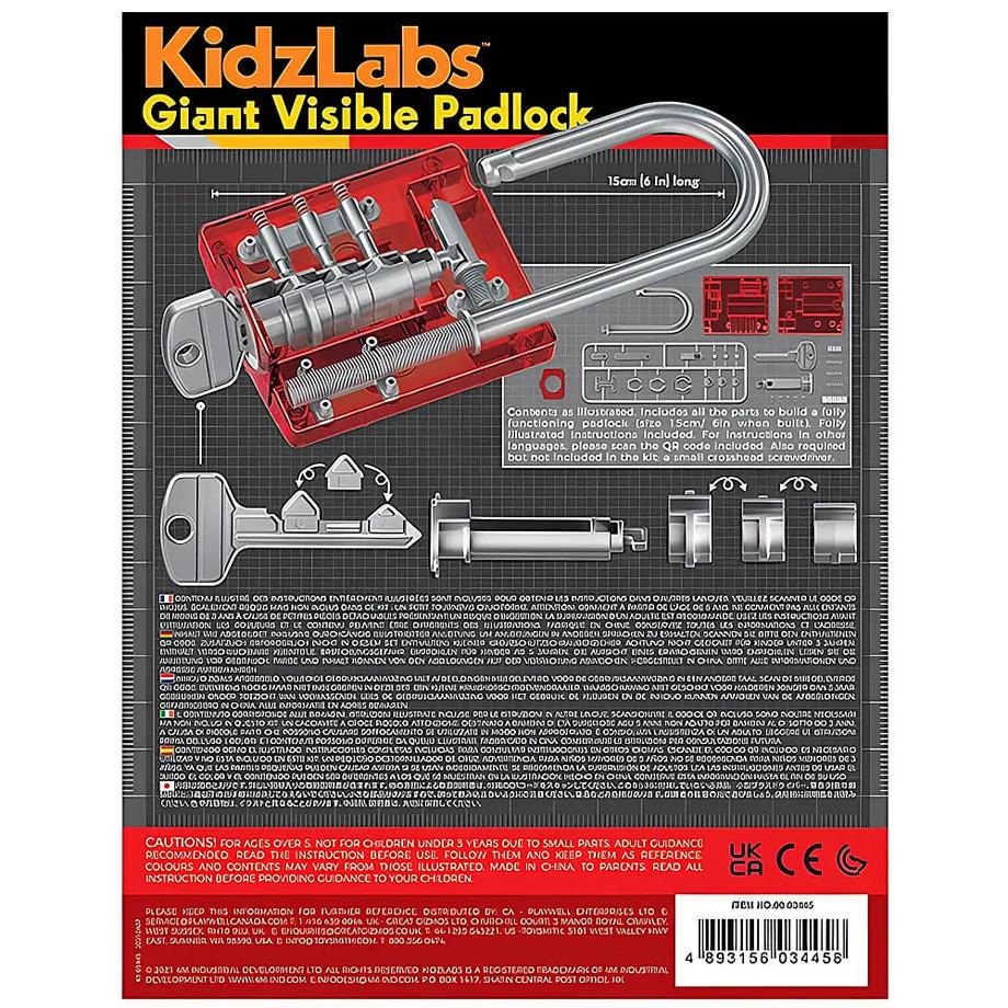 4M  Kidzla Baukasten Riesiges Transparentes Vorhängeschloss 15 cm 