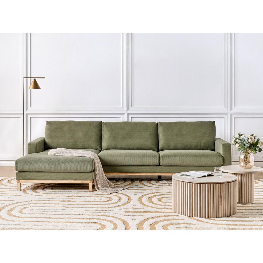 Beliani Rechtsseitiges Ecksofa aus Cord Modern SIGGARD  