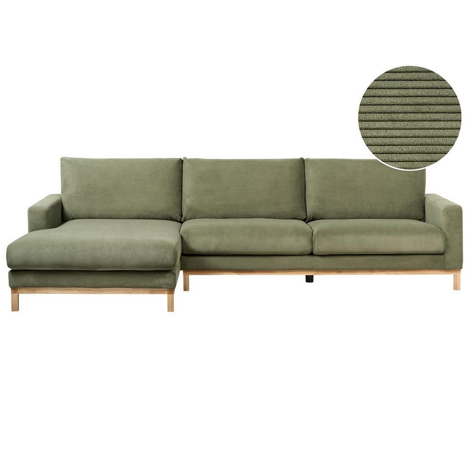 Beliani Rechtsseitiges Ecksofa aus Cord Modern SIGGARD  
