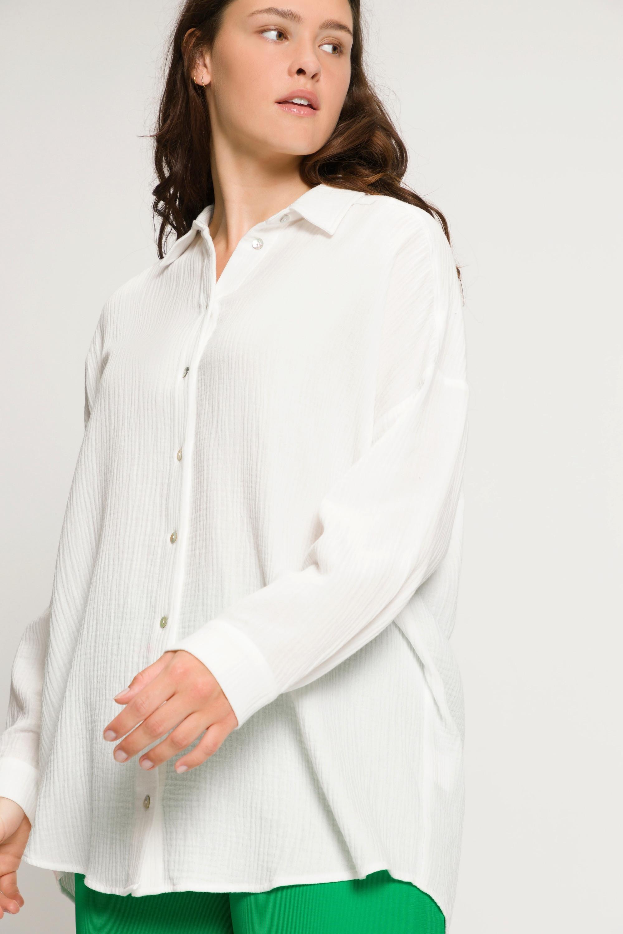 Studio Untold Chemisier en mousseline oversized à col chemise et manches longues  