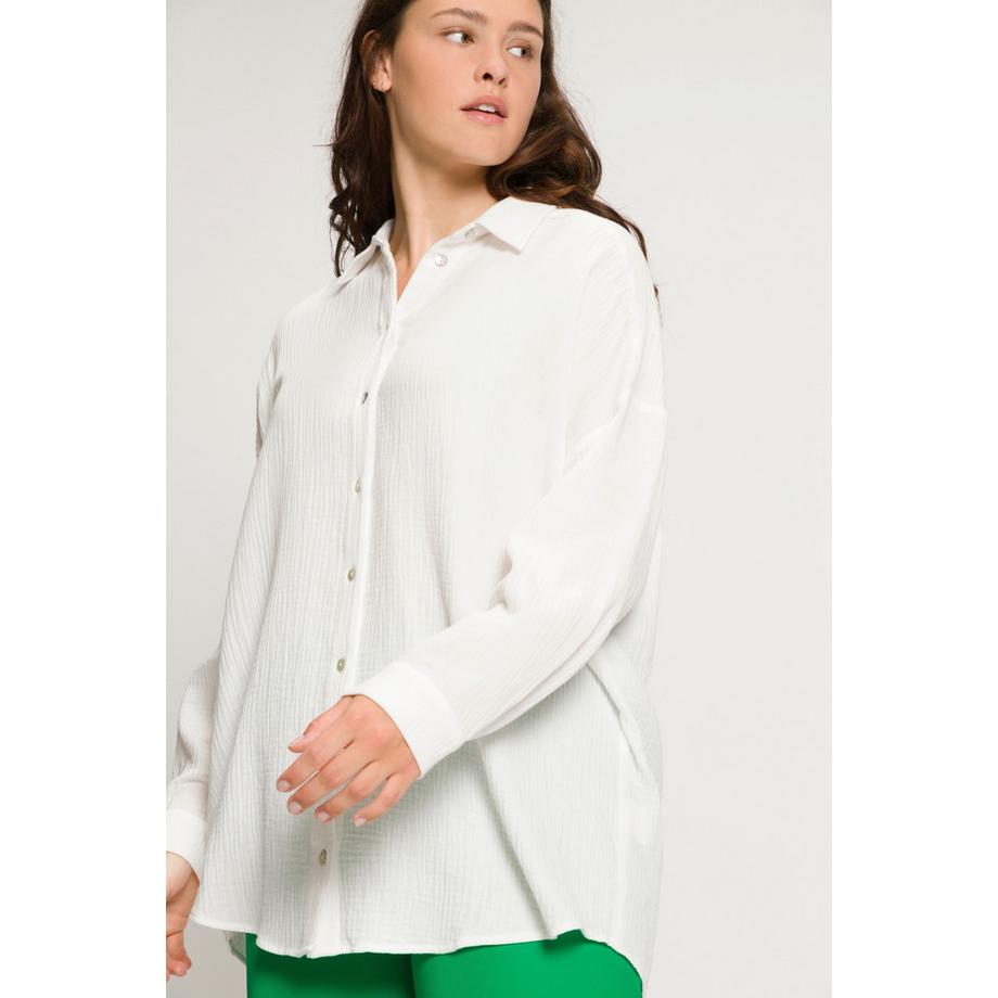 Studio Untold Blusa di mussola oversize con collo a camicia e maniche lunghe  