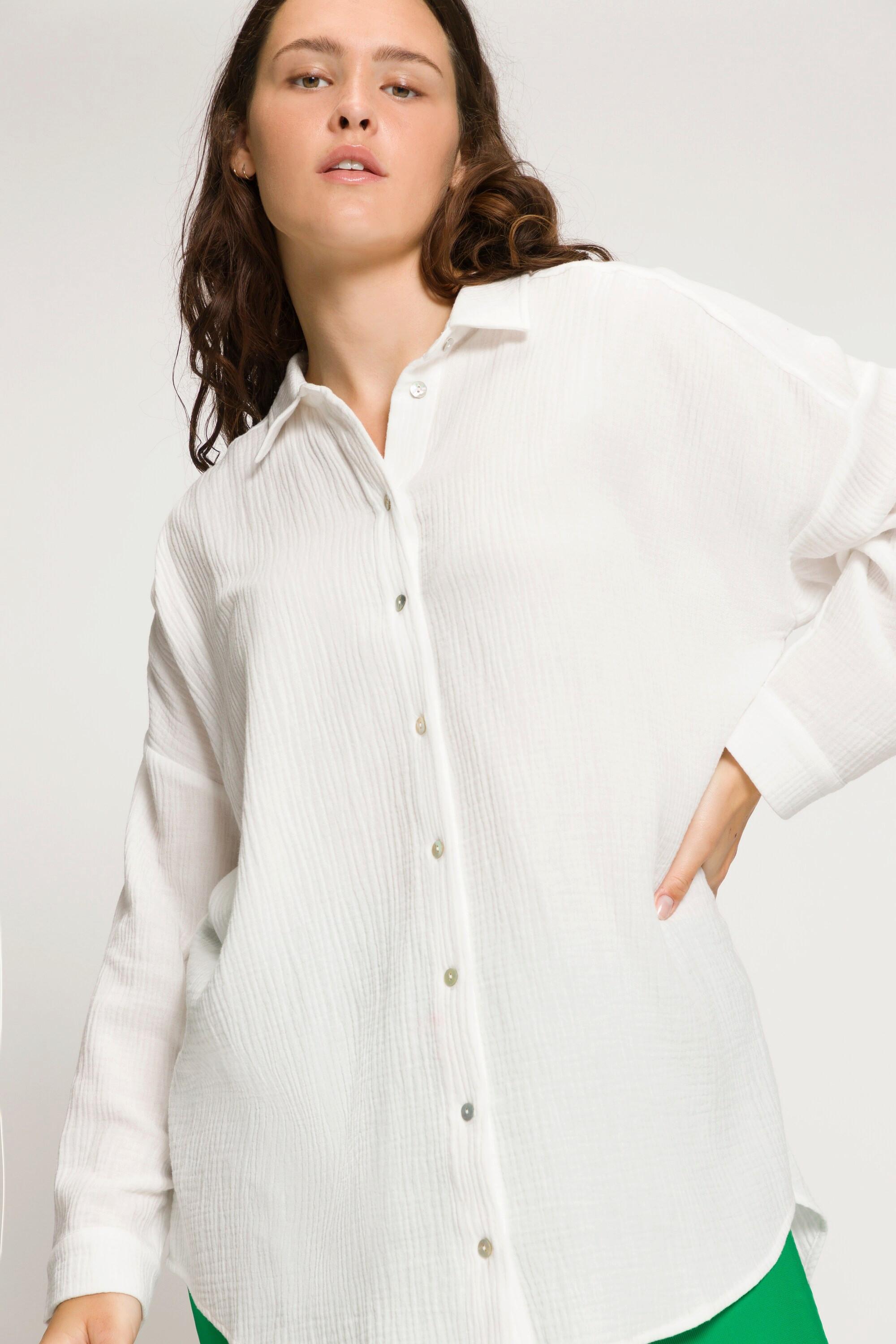 Studio Untold Chemisier en mousseline oversized à col chemise et manches longues  