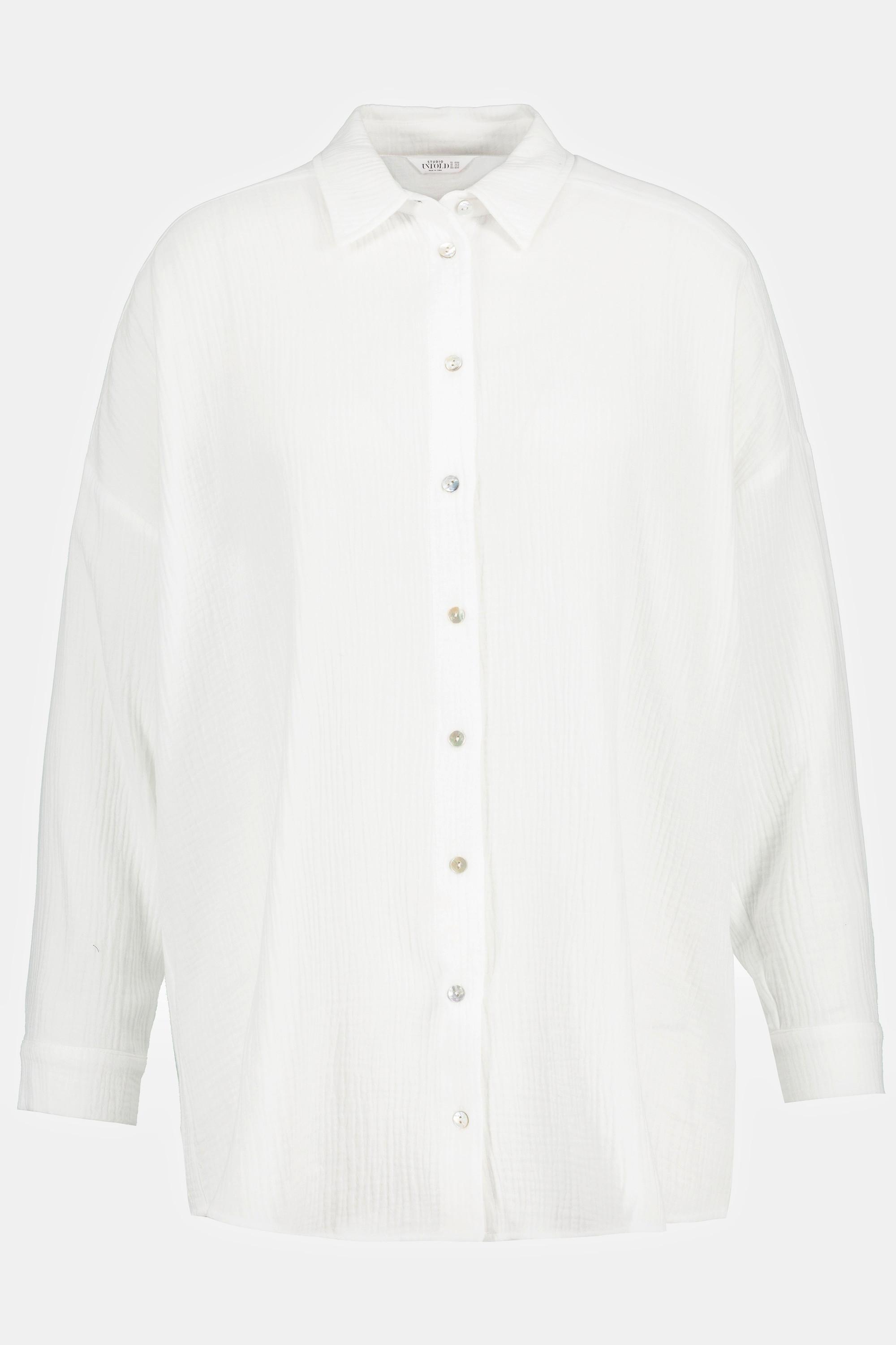 Studio Untold Chemisier en mousseline oversized à col chemise et manches longues  