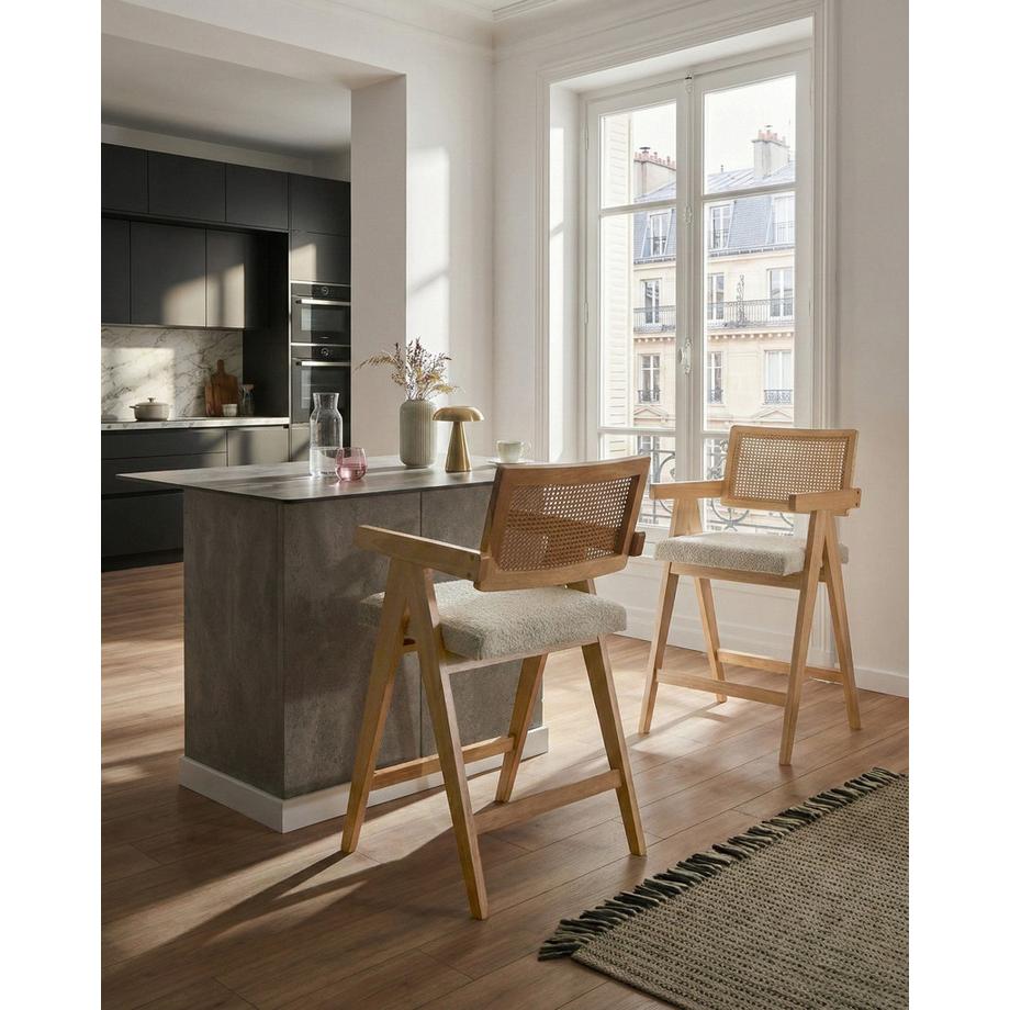 Beliani Lot de 2 chaises de bar en Bois d'hévéa  AVA  