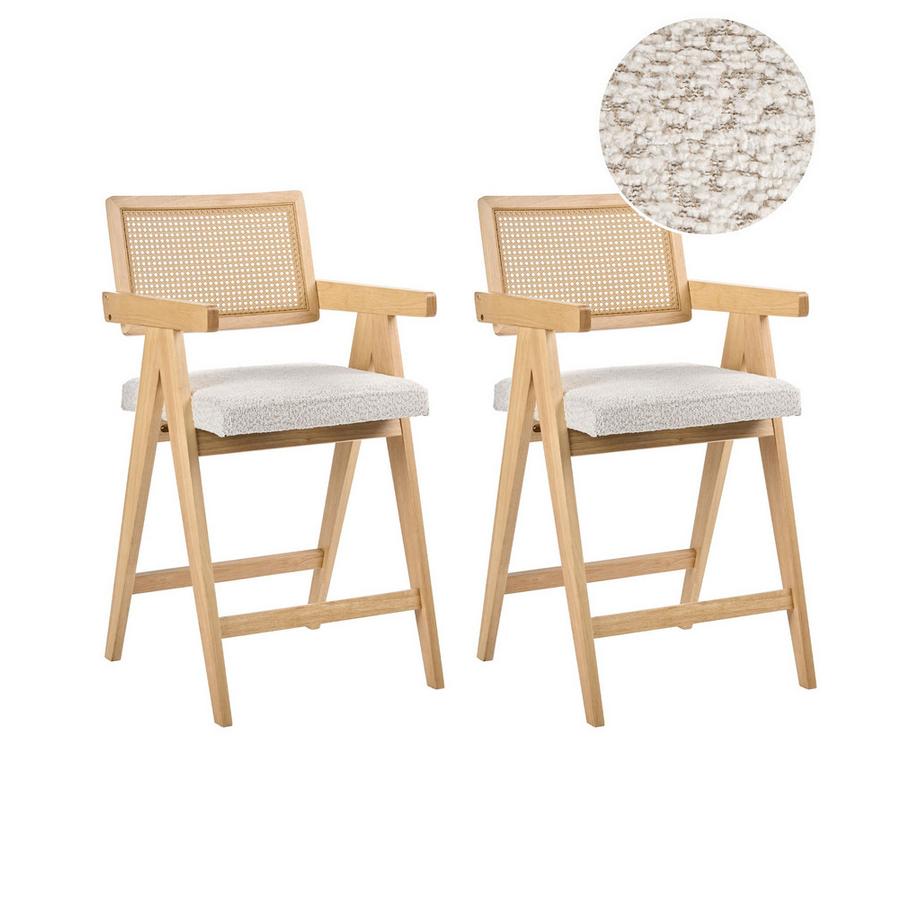 Lot de 2 chaises de bar en Bois d'hévéa  AVA