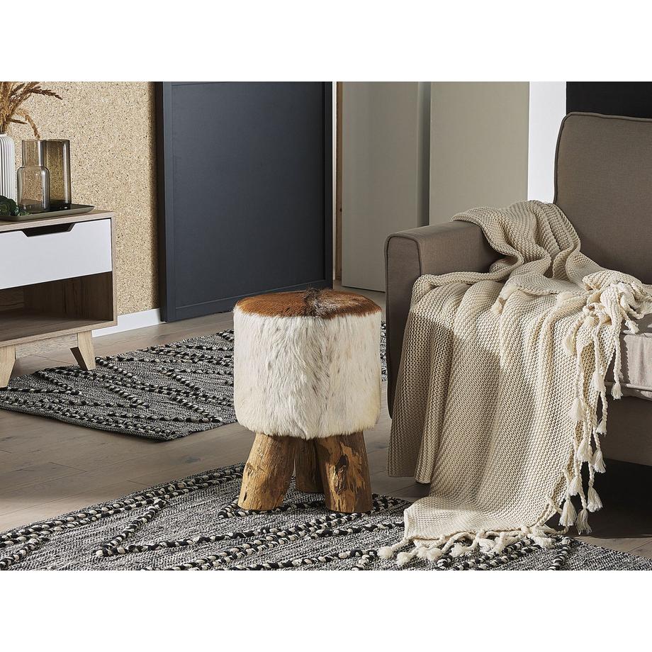 Beliani Hocker aus Ziegenfell Rustikal KENT  