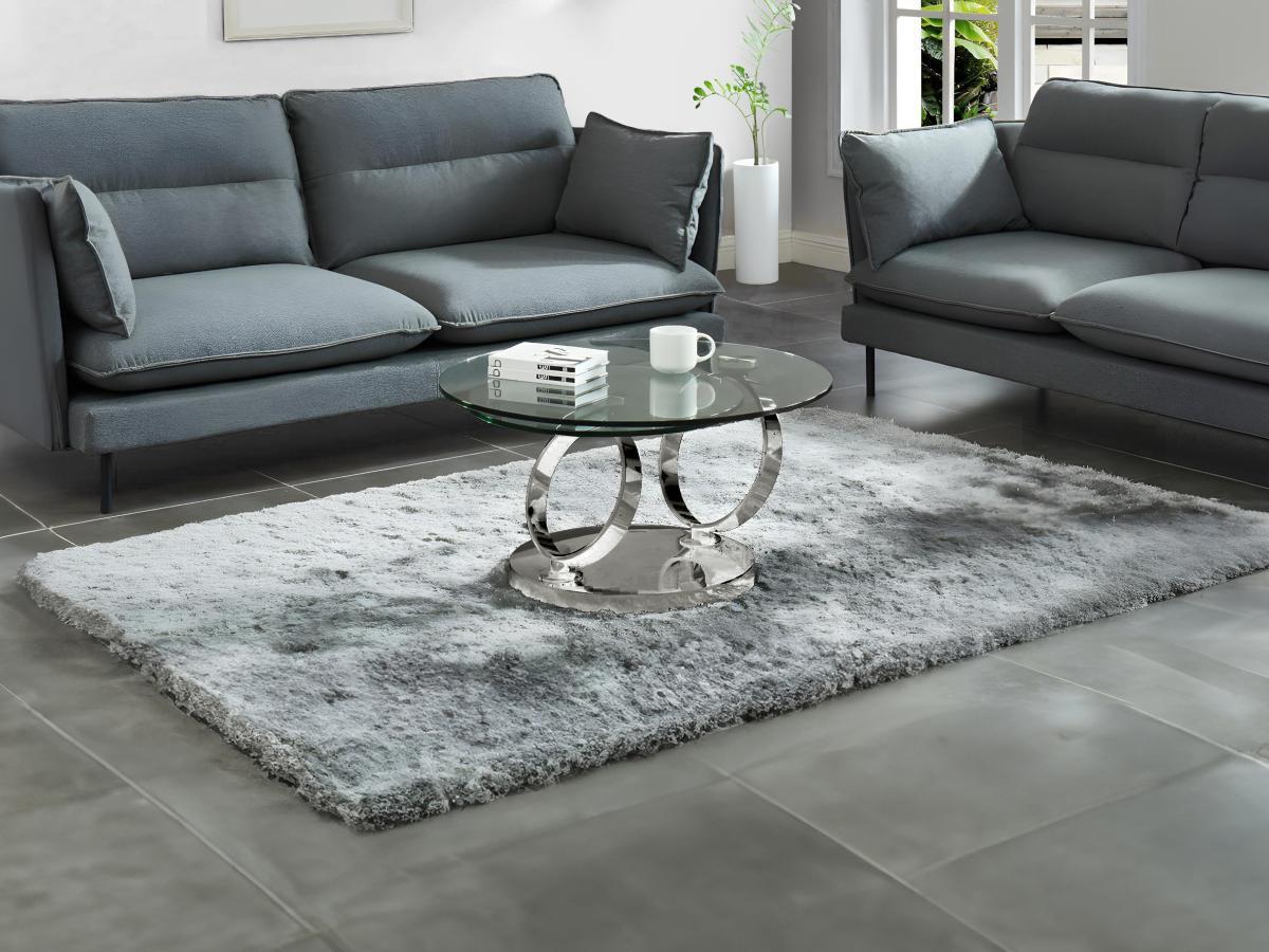 Vente-unique Tavolino girevole in Vetro temperato e metalloJOLINE  