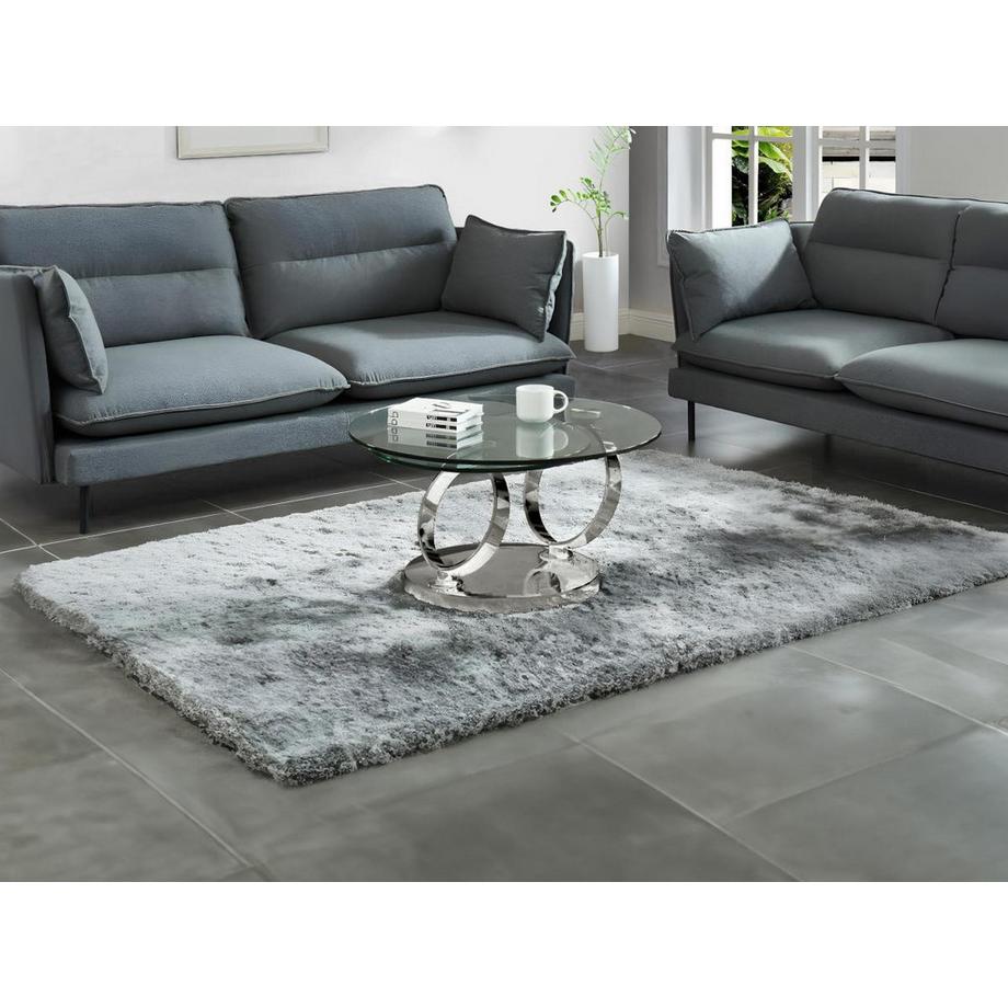 Vente-unique Couchtisch mit drehbaren Tischplatten Sicherheitsglas Metall JOLINE  