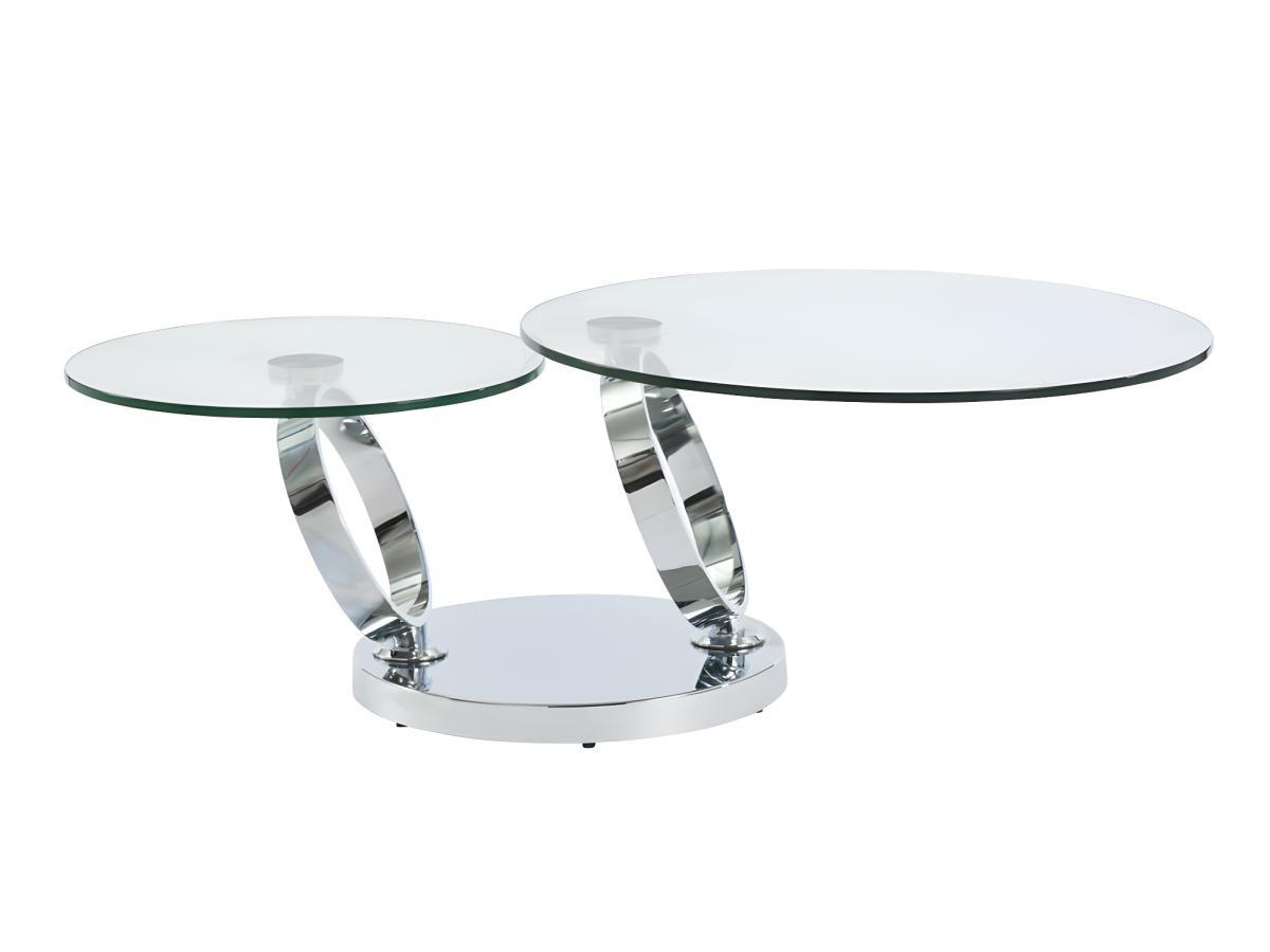 Vente-unique Table basse avec plateaux pivotants JOLINE Verre trempé métal  