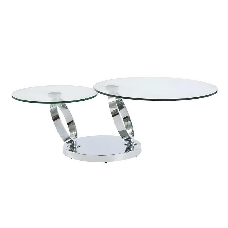 Vente-unique Couchtisch mit drehbaren Tischplatten Sicherheitsglas Metall JOLINE  