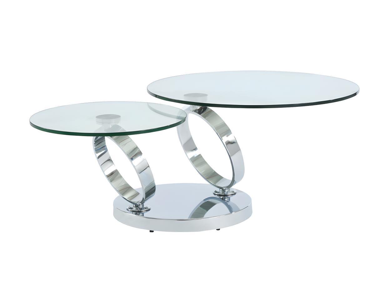 Vente-unique Table basse avec plateaux pivotants JOLINE Verre trempé métal  