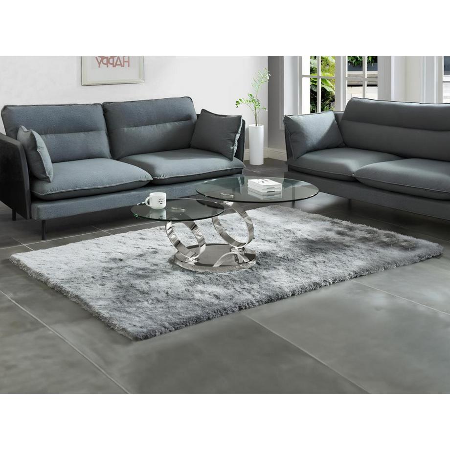 Vente-unique Couchtisch mit drehbaren Tischplatten Sicherheitsglas Metall JOLINE  