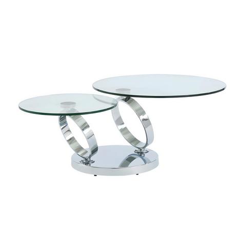 Vente-unique Table basse avec plateaux pivotants JOLINE Verre trempé métal  