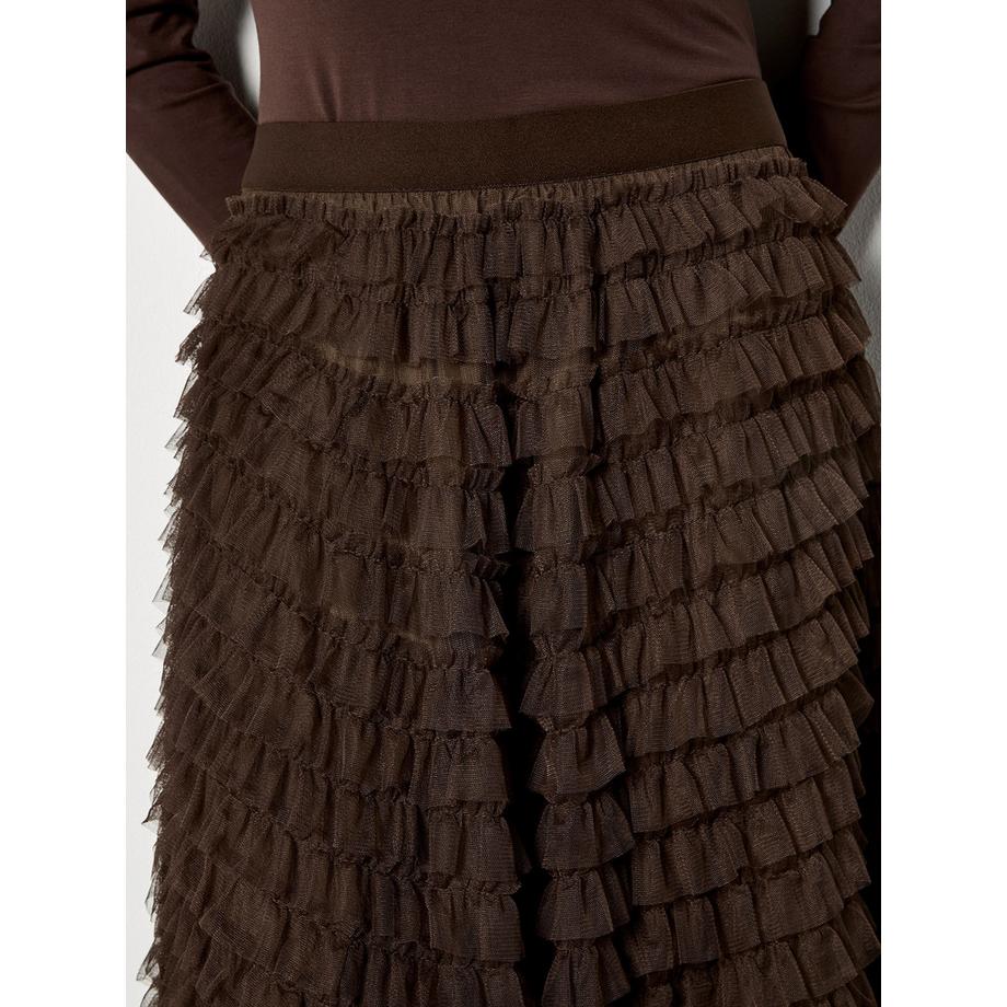 APRICOT Jupe longue en tulle à volants superposés  