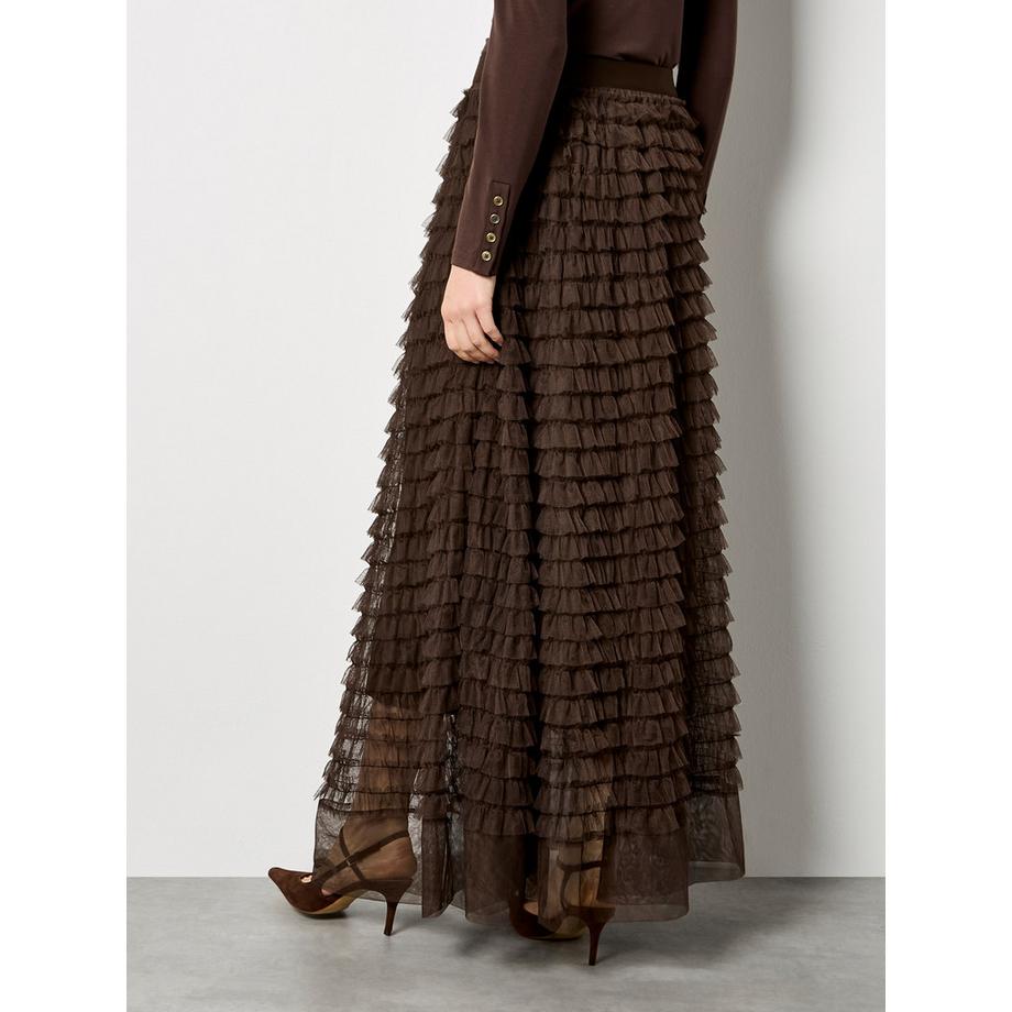 APRICOT Jupe longue en tulle à volants superposés  