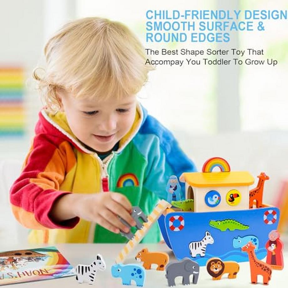 Activity-board  Arche de Noé - Jouet en bois - Pile à trier les animaux 