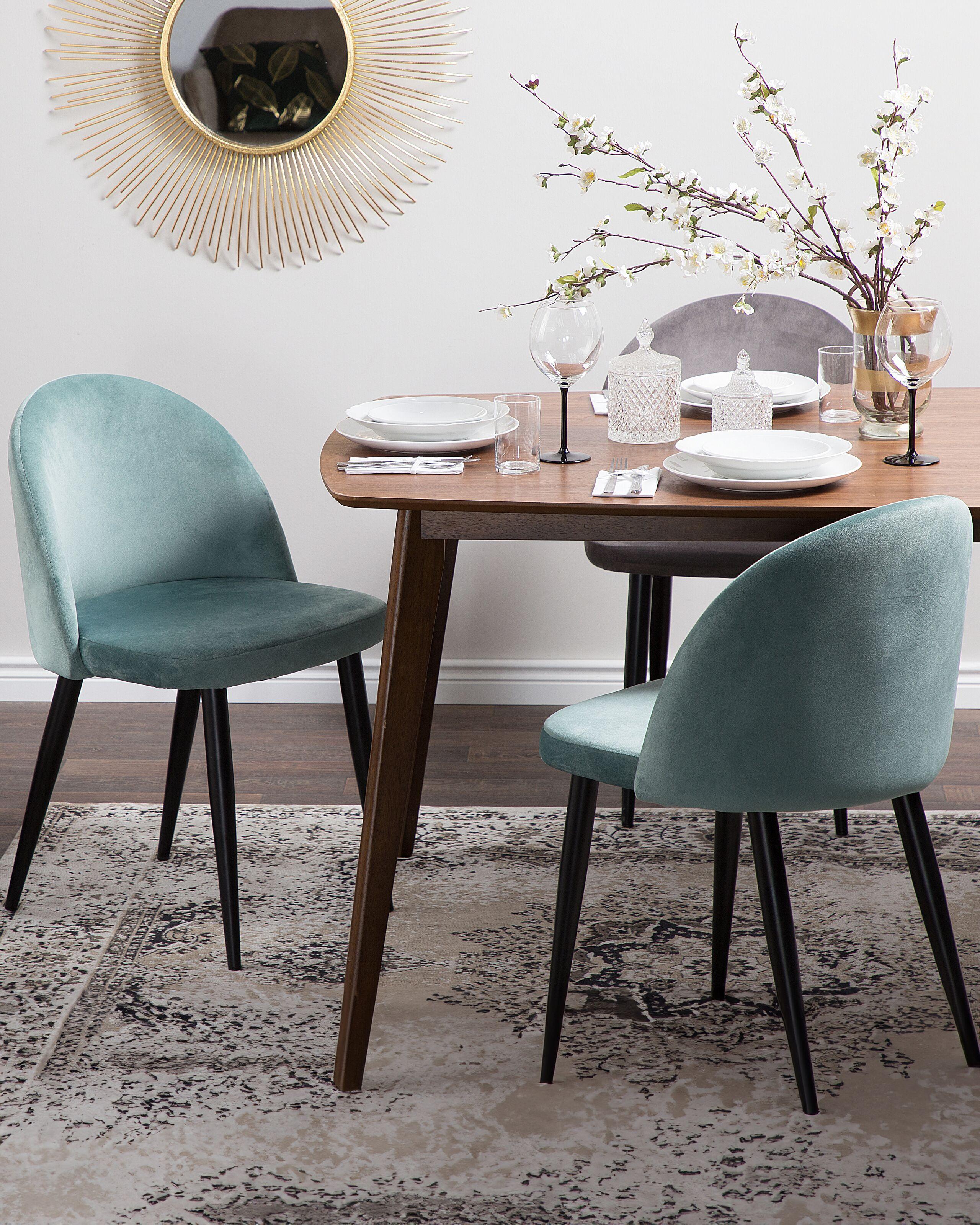 Beliani Esszimmerstuhl 2er Set aus Samtstoff Retro VISALIA  