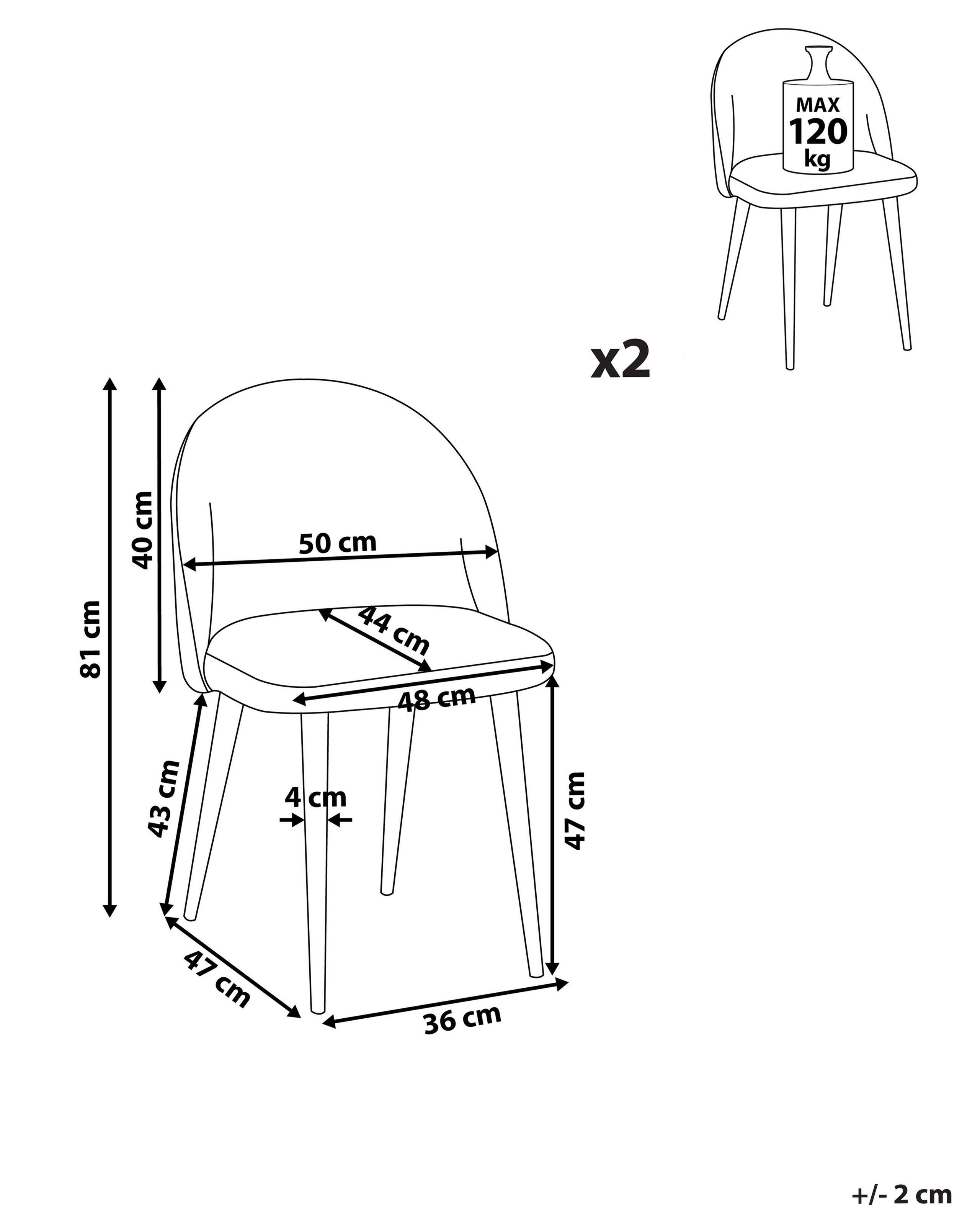 Beliani Esszimmerstuhl 2er Set aus Samtstoff Retro VISALIA  