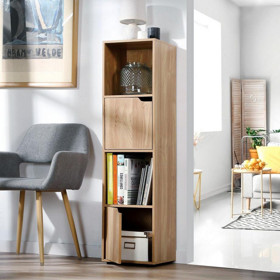 Calicosy Meuble 4 cases décor bois 2 portes - Modu  