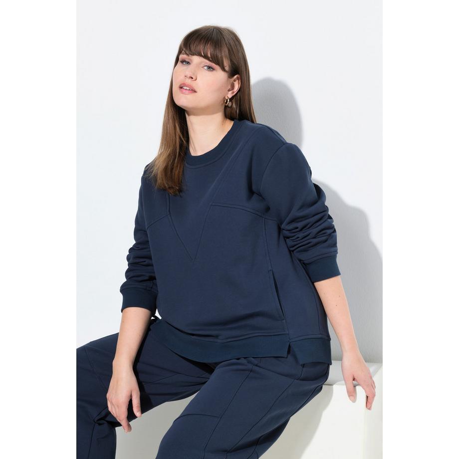 Ulla Popken Patchlook Rundhals Langarm Sweatshirt  