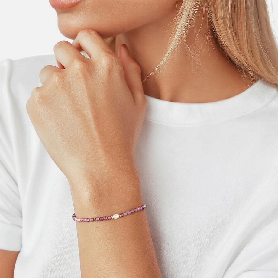 Glanzstücke München  Armband Edelstahl Amethyst Süßwasser-Zuchtperle 