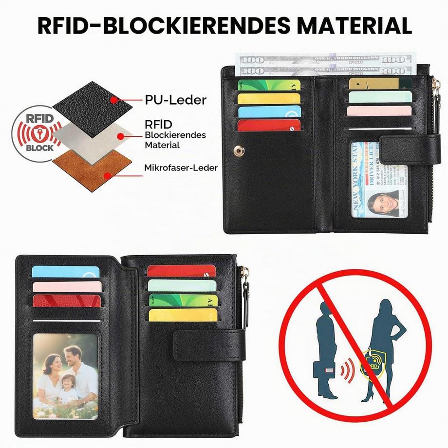 Only-bags.store  Geldbörse Leder Geldbörse klein RFID-Schutz 