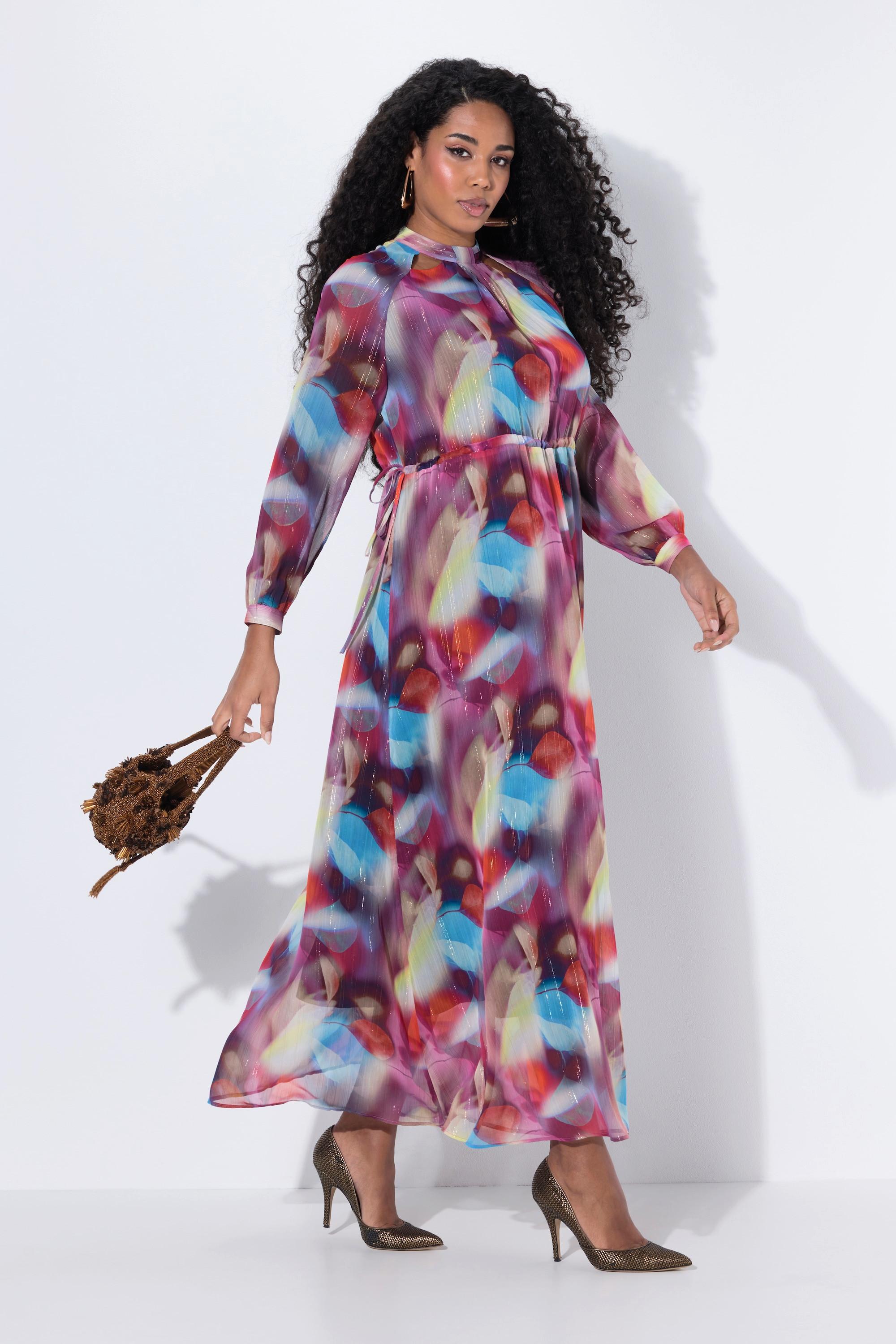 Ulla Popken Maxi Abendkleid doppellagig Langarm  