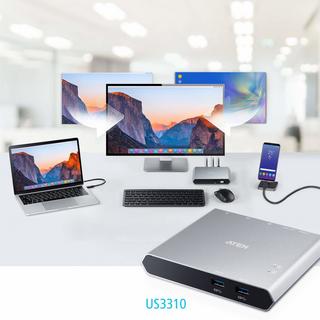 ATEN  Switch dock USB-C Gen 1 a 2 porte con pass-through dell'alimentazione 