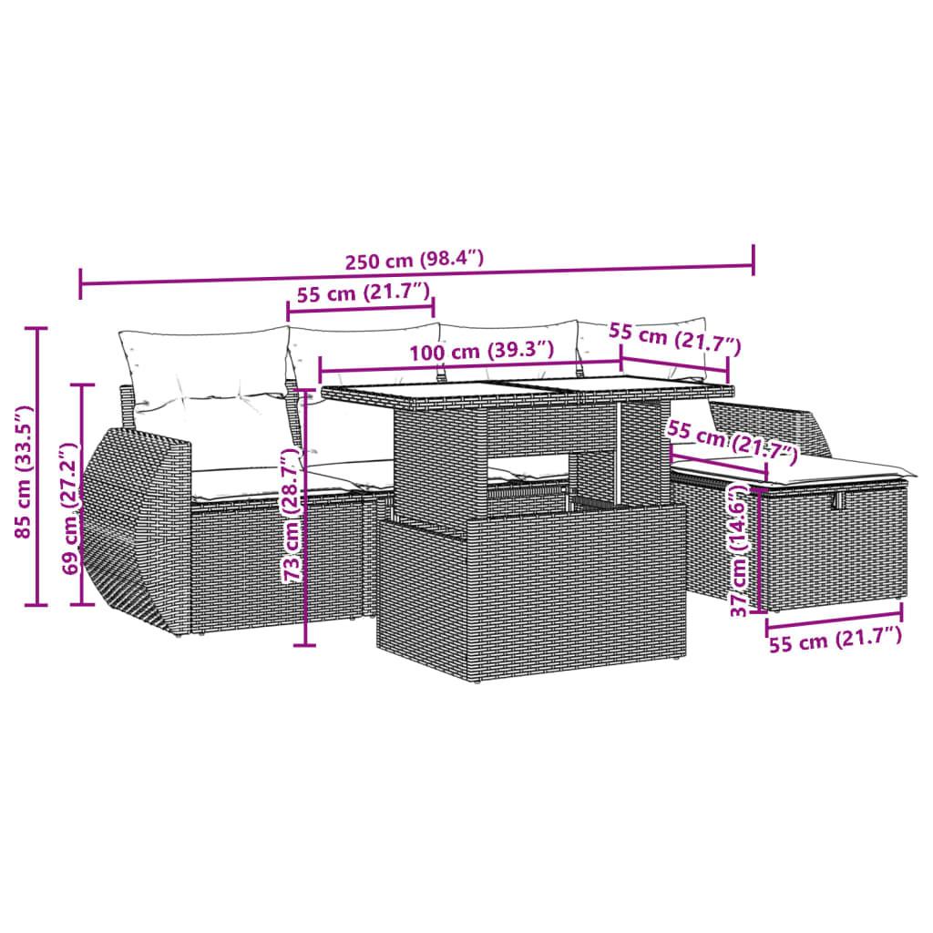 VidaXL Ensemble de canapés de jardin rotin synthétique  