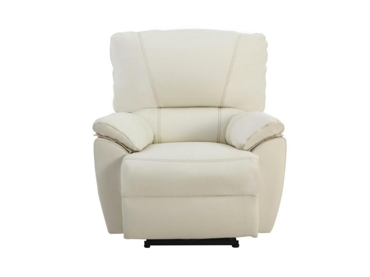 Vente-unique Fauteuil relax électrique en cuir MARCIS Ivoire  