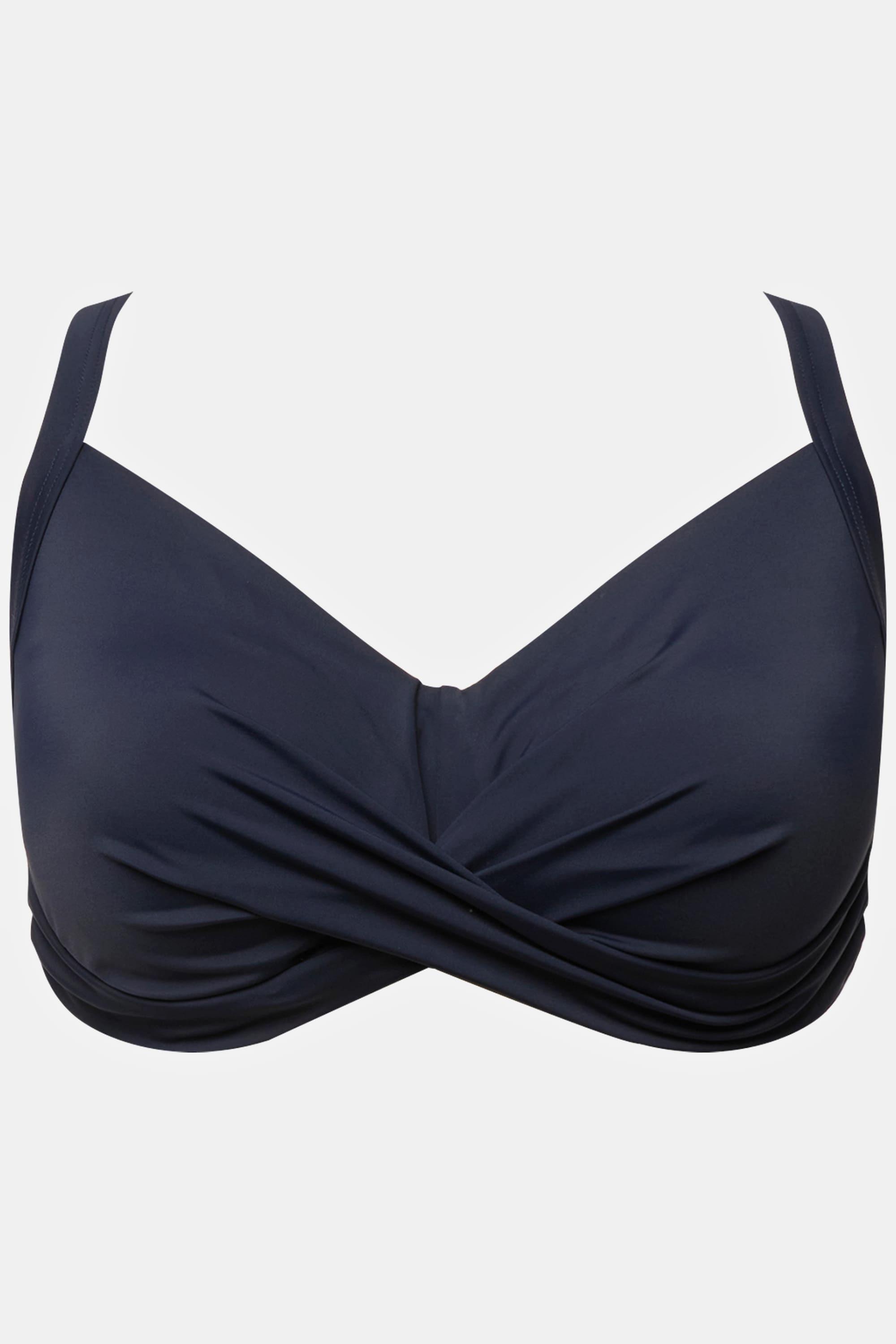 Ulla Popken Haut de bikini Drapé Bonnets souples Bretelles réglables  