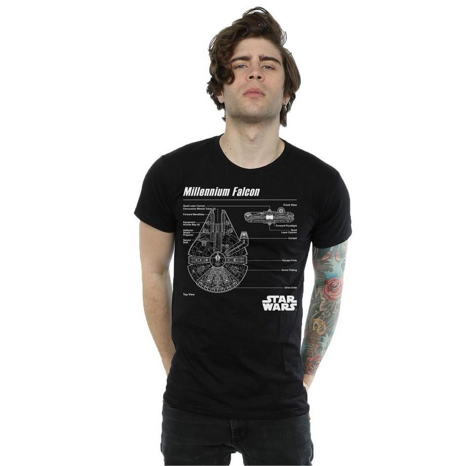 STAR WARS T-Shirt Stampata Millennium Falcon  