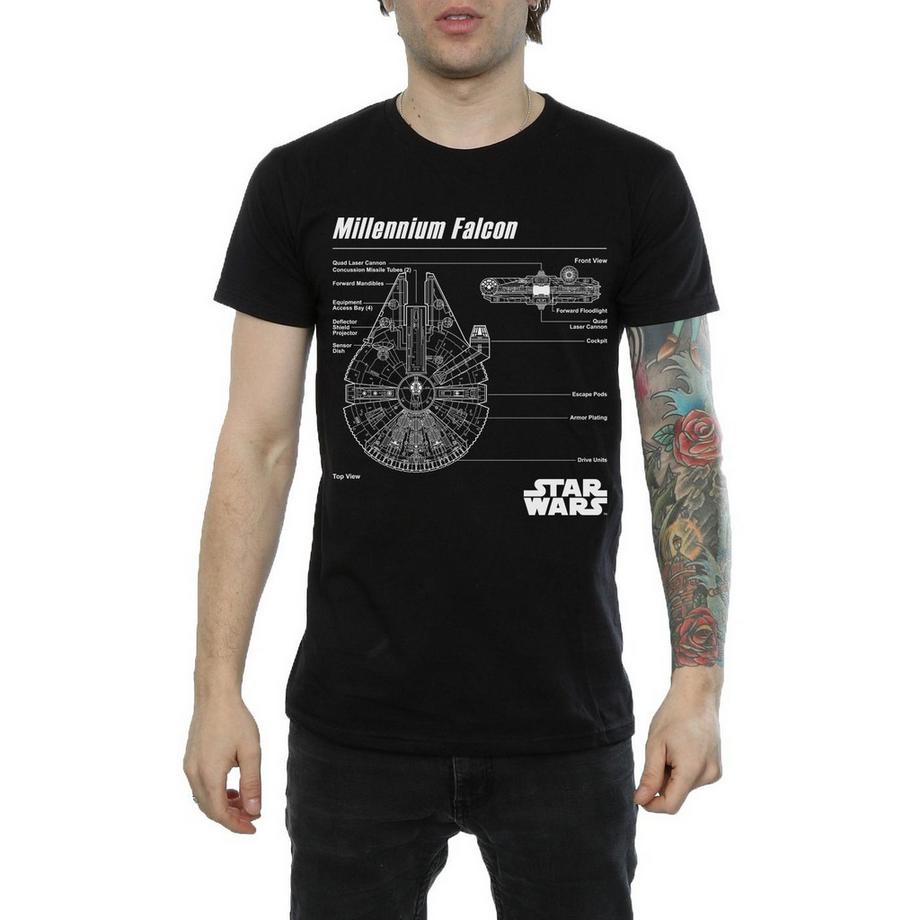 STAR WARS T-Shirt Stampata Millennium Falcon  