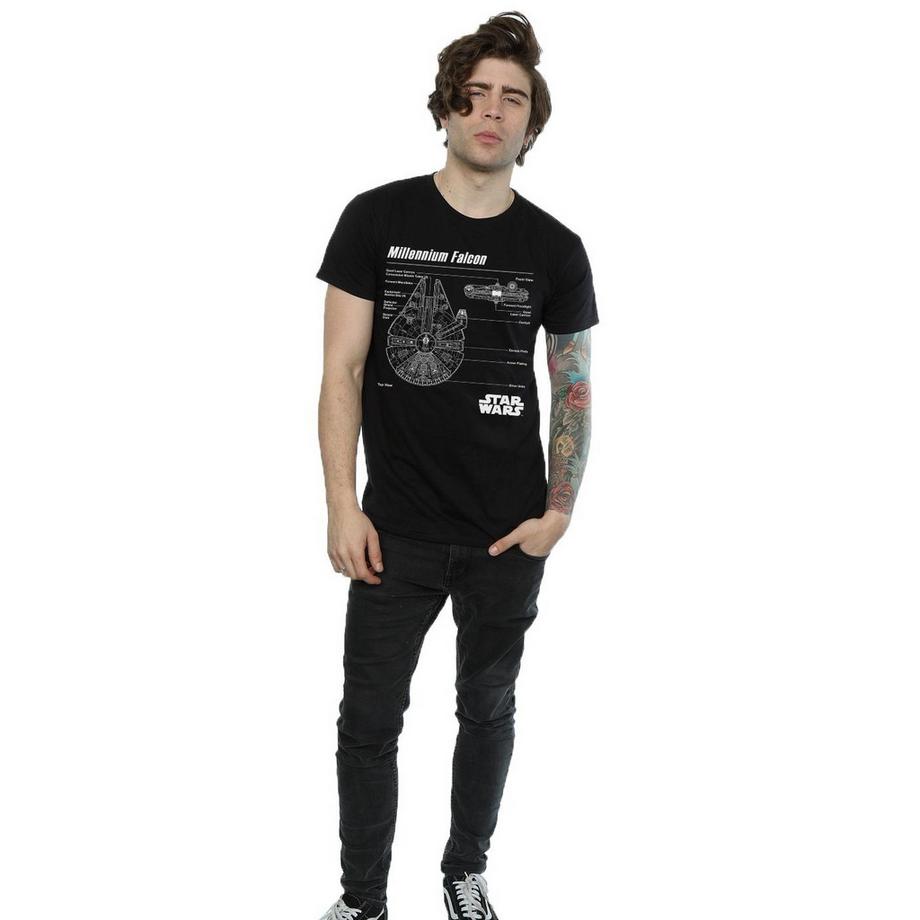 STAR WARS T-Shirt Stampata Millennium Falcon  