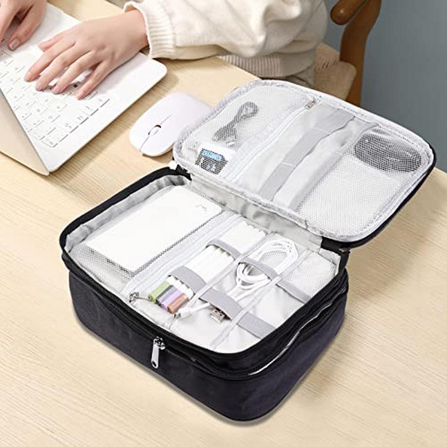 Only-bags.store  Kabeltasche Universal Reise-Kabel-Organizer-Tasche Würfel-Kabelhülle, 3-lagiger wasserdichter verstellbarer Kabel-Organizer für Handy-Ladekabel, Powerbank, USB-Sticks, SD-Karten 