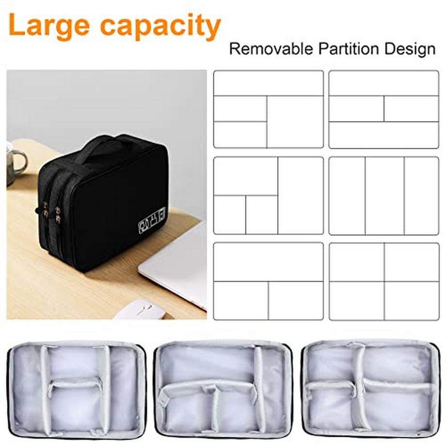Only-bags.store  Kabeltasche Universal Reise-Kabel-Organizer-Tasche Würfel-Kabelhülle, 3-lagiger wasserdichter verstellbarer Kabel-Organizer für Handy-Ladekabel, Powerbank, USB-Sticks, SD-Karten 