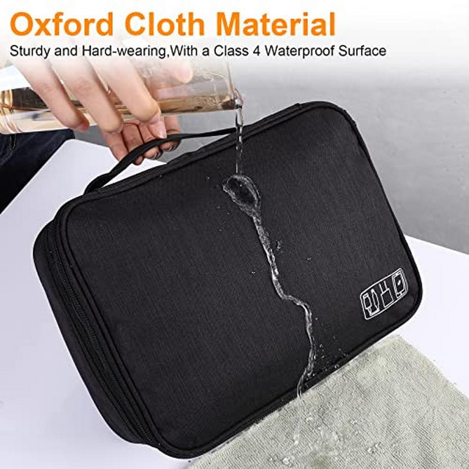Only-bags.store  Kabeltasche Universal Reise-Kabel-Organizer-Tasche Würfel-Kabelhülle, 3-lagiger wasserdichter verstellbarer Kabel-Organizer für Handy-Ladekabel, Powerbank, USB-Sticks, SD-Karten 
