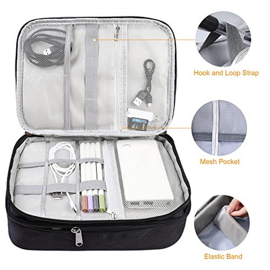 Only-bags.store  Kabeltasche Universal Reise-Kabel-Organizer-Tasche Würfel-Kabelhülle, 3-lagiger wasserdichter verstellbarer Kabel-Organizer für Handy-Ladekabel, Powerbank, USB-Sticks, SD-Karten 