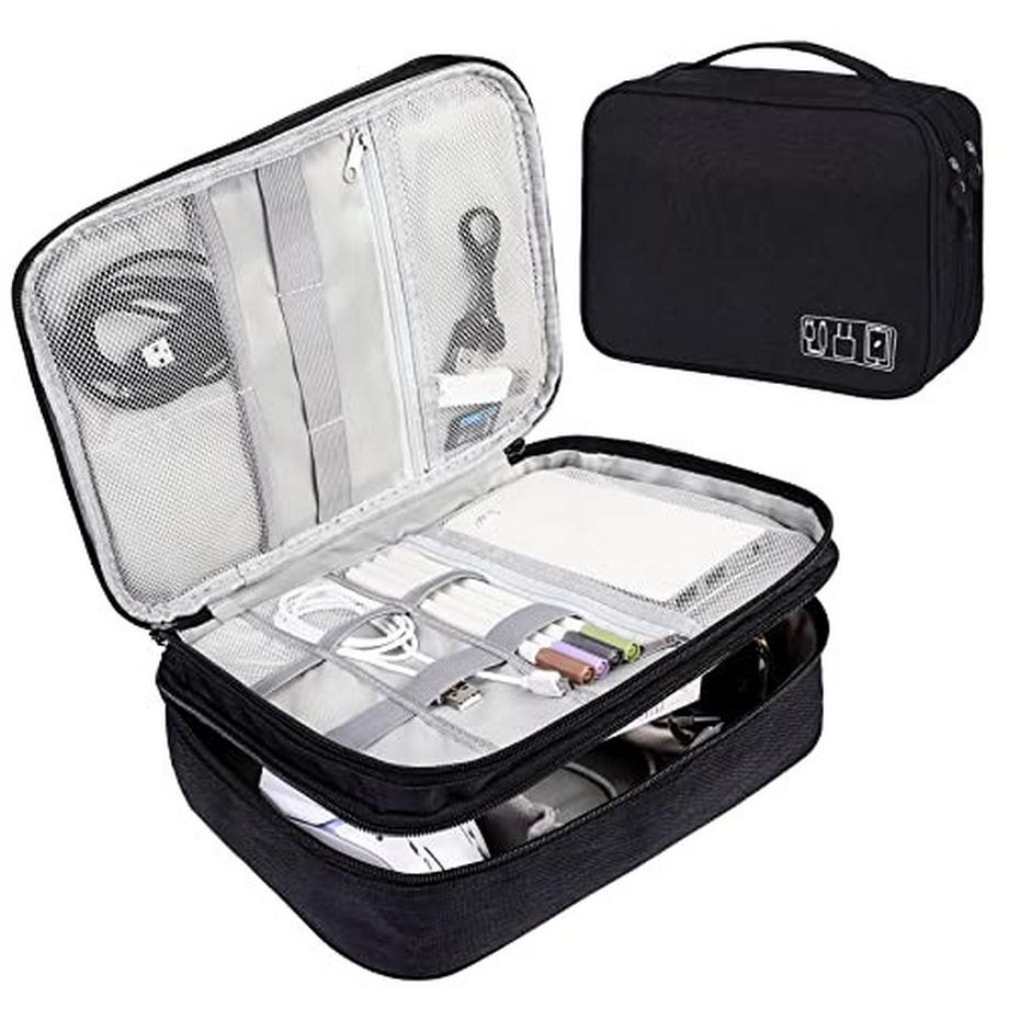 Only-bags.store  Kabeltasche Universal Reise-Kabel-Organizer-Tasche Würfel-Kabelhülle, 3-lagiger wasserdichter verstellbarer Kabel-Organizer für Handy-Ladekabel, Powerbank, USB-Sticks, SD-Karten 