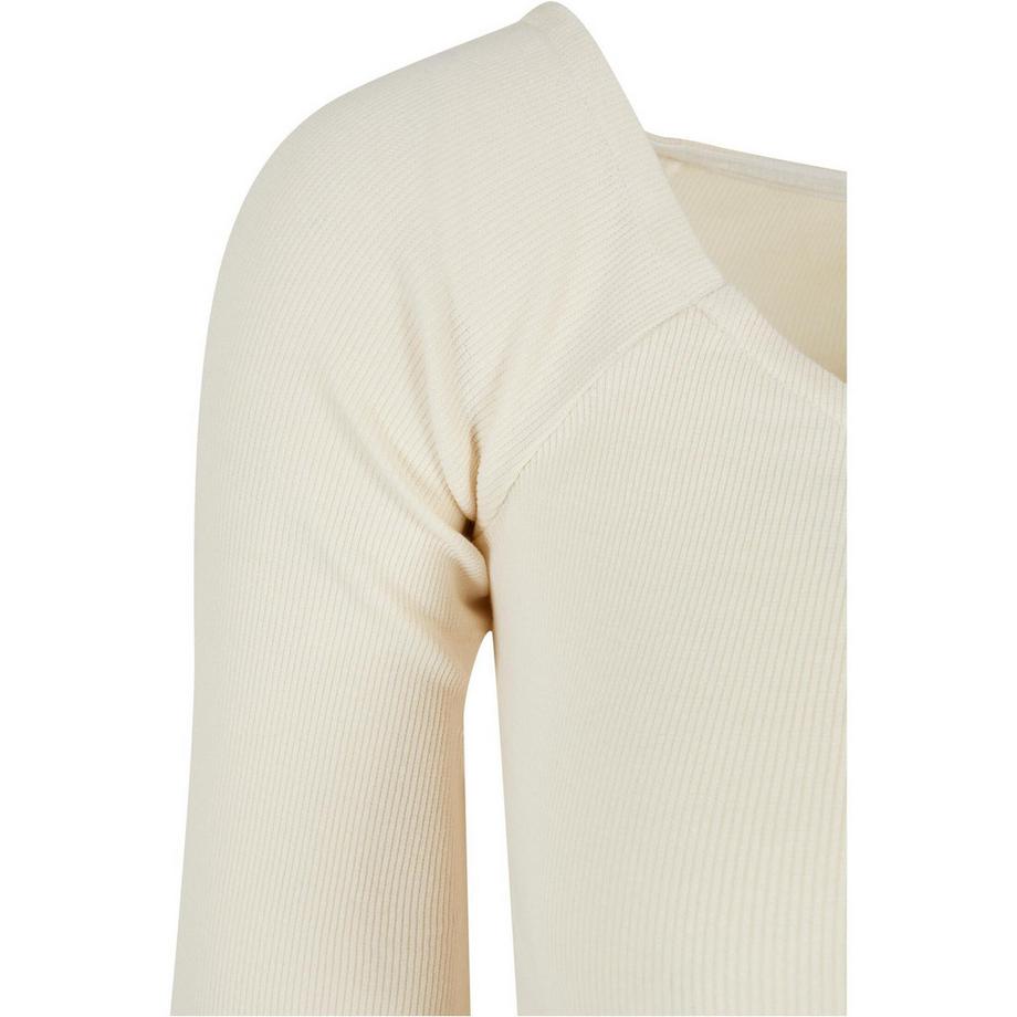URBAN CLASSICS Top Corto a Costine Maniche Lunghe Scollo a V  