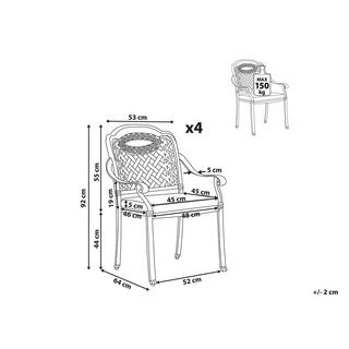 Beliani Lot de 4 chaises avec coussins en Aluminium Rétro MANFRIA  