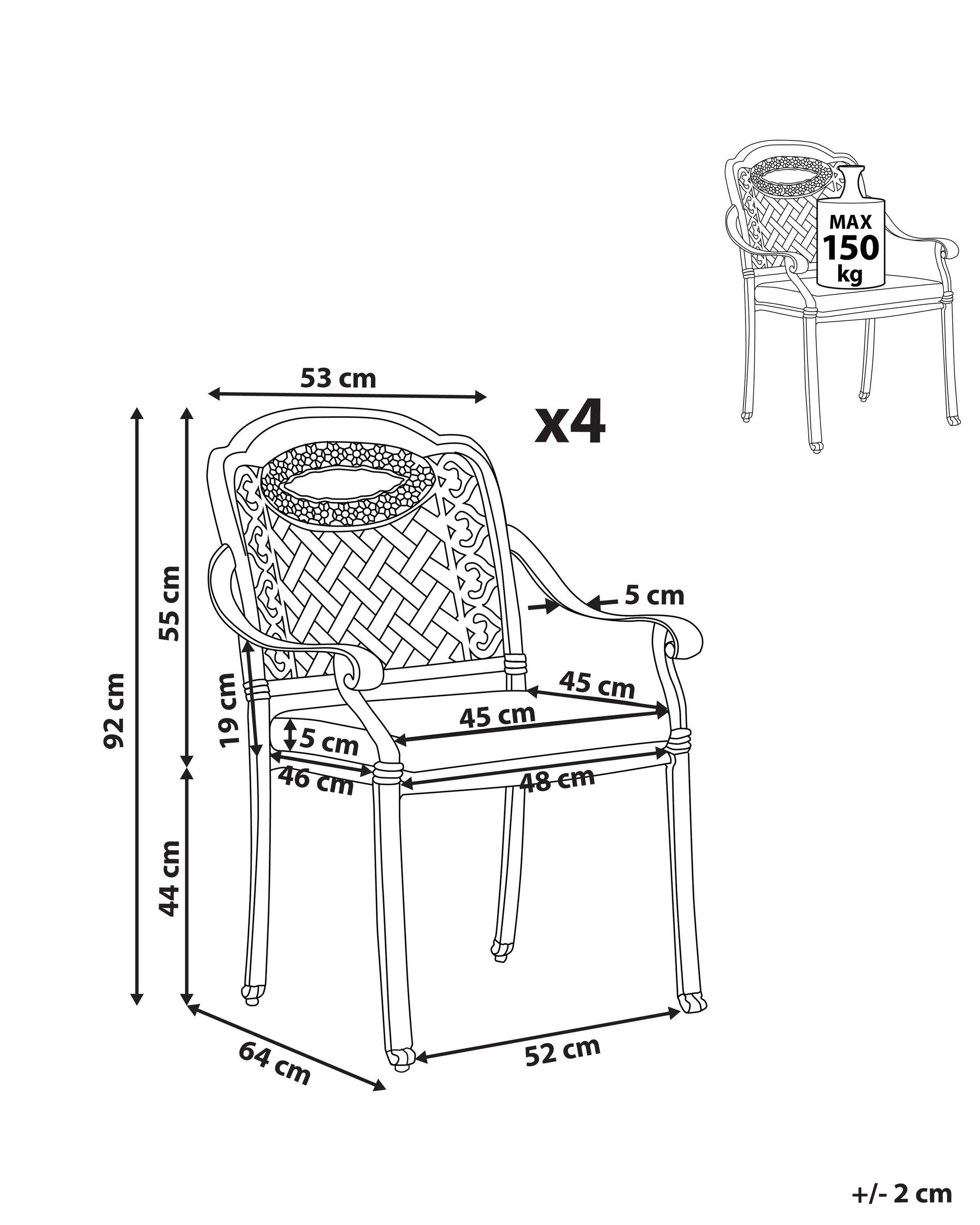 Beliani Set mit 4 Stühlen und Sitzkissen aus Aluminium Retro MANFRIA  