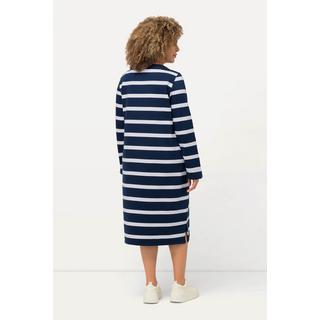 Ulla Popken  Jersey-Midikleid, Ringel, Rundhals, Langarm 