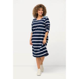 Ulla Popken  Jersey-Midikleid, Ringel, Rundhals, Langarm 