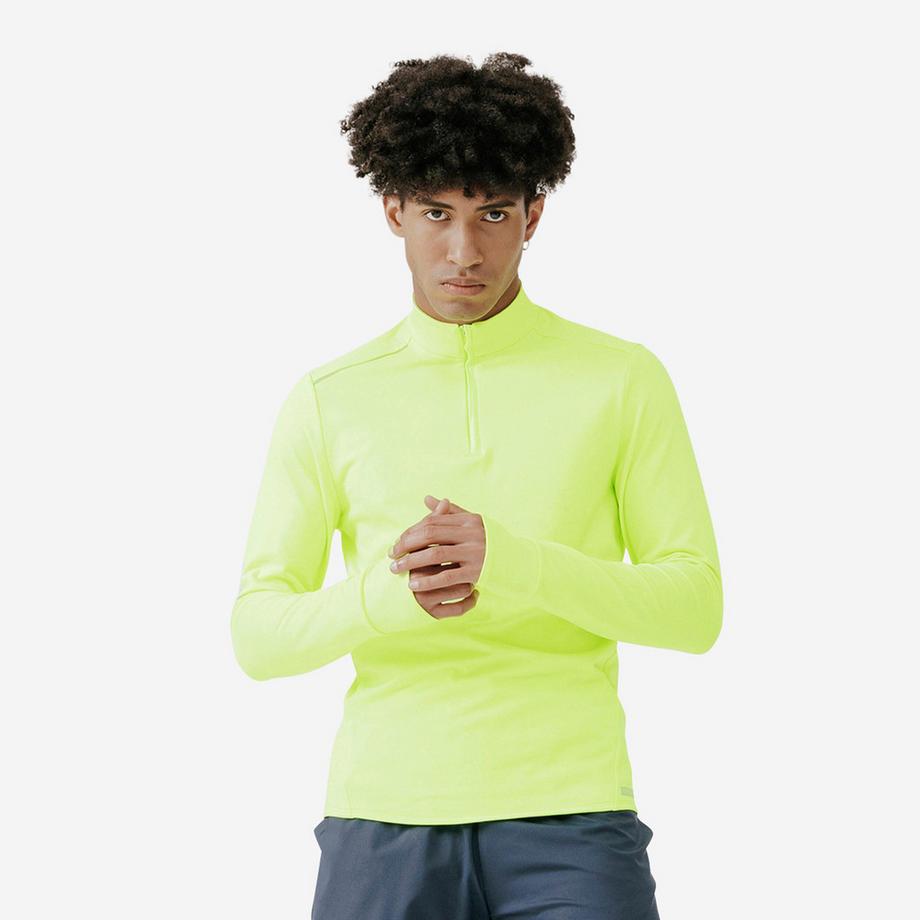 Maglia running maniche lunghe uomo alta visibilità sintetica