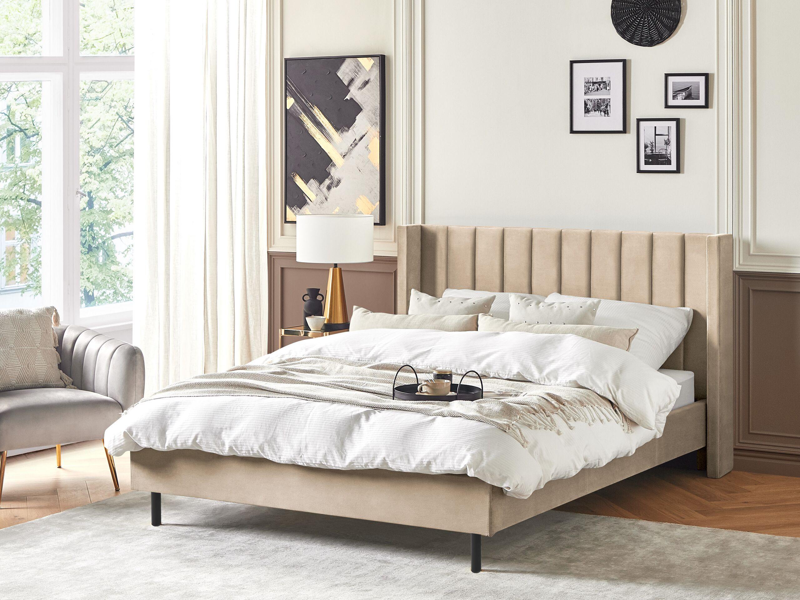 Beliani Bett mit Lattenrost aus Samtstoff Modern VILLETTE  
