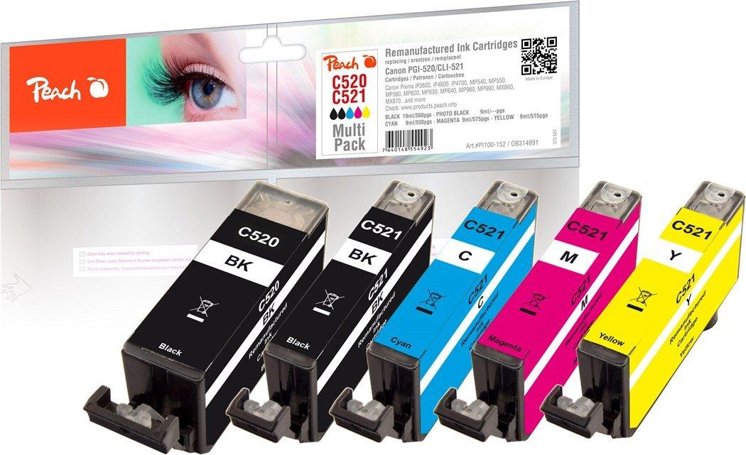 Peach  Tintenpatronen Combi-Pack kompatibel zu Canon CLI-521 