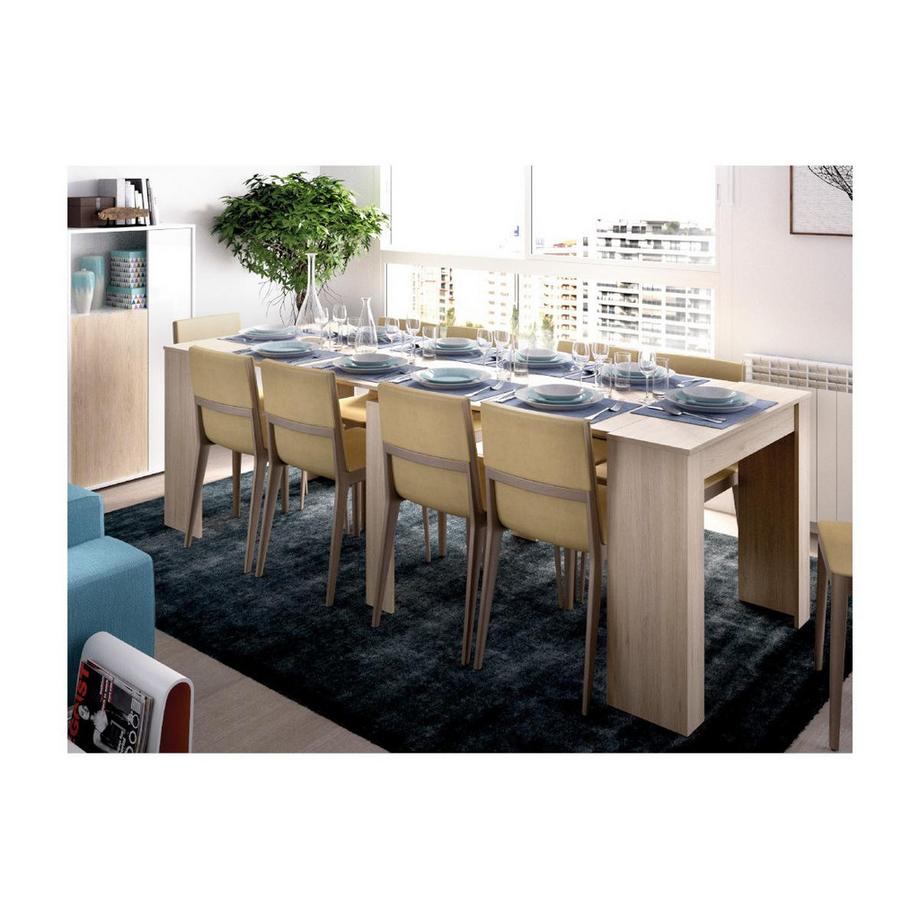 Vente-unique Konsolentisch ONEGA 10 Personen 4 Verlängerungen Eichenholzfarben  