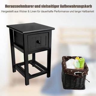 Northix 2-Stöckiger Nachttisch aus Holz mit Schublade und Korb Beistelltisch mit Ablage 31 x 28 x 45 cm Schwarz  